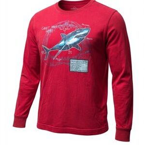 Lands' End Boy’s Red Shark Graphic Long Sleeve Tee M 10-12